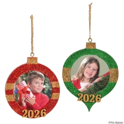 Christmas 2026 Wood Picture Frame Ornaments-10Pk